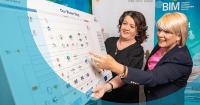 Two women examining a Water Map.